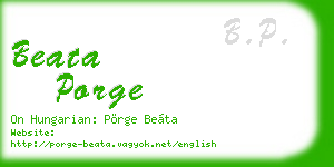 beata porge business card